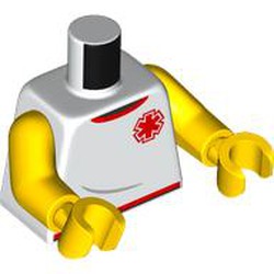 LEGO part 973c01h01pr0037 Torso, Yellow Arms and Hands with print in White