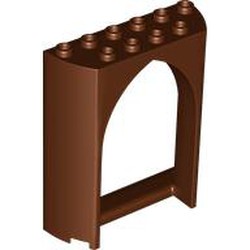 LEGO part 35565 Panel 2 x 6 x 6 with Gothic Arch in Reddish Brown