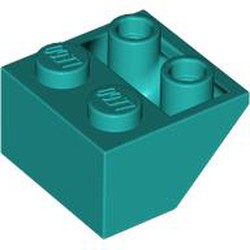 LEGO part 76959 Slope Inverted 45° 2 x 2 [Round Hollow Bottom Pin, Bar-sized Stud Holes] in Bright Bluish Green/ Dark Turquoise