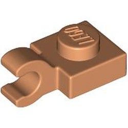 LEGO part 61252 Plate Special 1 x 1 with Clip Horizontal [Thick Open O Clip] in Nougat