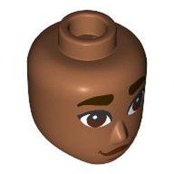 LEGO part 28649pr0018 Minidoll Head Male with print in Sienna Brown