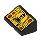 Slope 30° 1 x 2 x 2/3 with Yellow Control Panel, Black Minifig, Red Buttons print