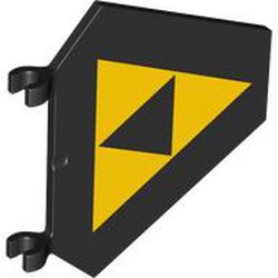 LEGO part 17979pr0002 Flag 5 x 6 Hexagonal with U Clips with Yellow triangles (Blacktron Symbol) print in Black