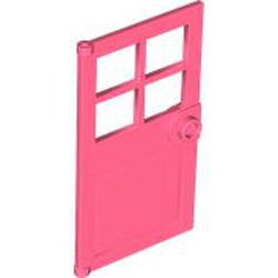 LEGO part 60623 Door 1 x 4 x 6 with 4 Panes and Stud Handle in Vibrant Coral/ Coral