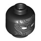 Minifig Head Black Panther, Dark Bluish Gray / Silver Face Mask, White Eyes
