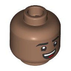 LEGO part 28621pr9735 Minifig Head with print in Medium Brown