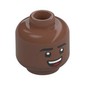 Minifig Head Miles Morales, Black Eyebrows, Open Mouth Smile / Confused