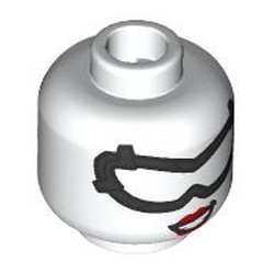 LEGO part 28621pr9560 Minifig Head Batwoman, Silver Eye Mask, Red Lips, Neutral / Smile in White