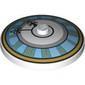 Dish 4 x 4 Inverted [Radar] with Clock, Medium Azure Face, Gold Borders, Number, Black Arms print