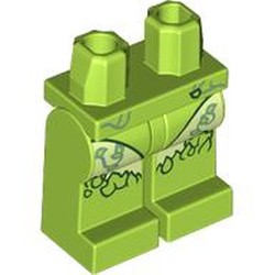 LEGO part 970c18pr0001 Hips and Lime Legs with Leotard, Yellowish Green Skirt, Dark Green Leavers print in Bright Yellowish Green/ Lime