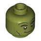 Minifig Head Hulk, Dark Green Lines, Stubbles Bears, Angry Growl / Lobsided Grin