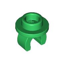 LEGO part 5264 Plate Round 1 x 1 with Hollow Stud and Underside Clip in Dark Green/ Green