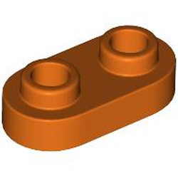 LEGO part 35480 Plate Special 1 x 2 Rounded with 2 Open Studs in Reddish Orange