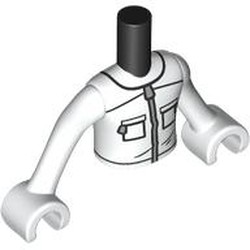 LEGO part 11408c10pr0001 Minidoll Torso Boy with White Arms and Hands with print in White