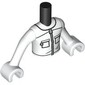 Minidoll Torso Boy with White Arms and Hands with white Beekeeper Suit, Pockets, Silver Zipper print
