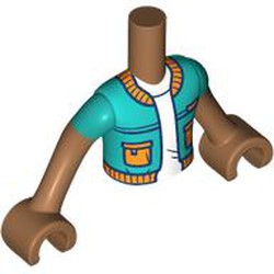 LEGO part 11408c02pr0008 Minidoll Torso Boy with Medium Nougat Arms and Hands with print in Medium Nougat