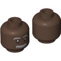 LEGO part 28621pr9723 Minifig Head with print in Medium Brown