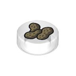 LEGO part 98138pr0434 Tile Round 1 x 1 with Peanuts print in Transparent/ Trans-Clear