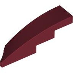 LEGO part 5414 Slope Curved 1 x 4 with Stud Notch Right in Dark Red