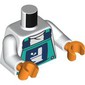 Torso, Dark Turquoise Overall, Dark Blue Clasps, White Toilet print, White Arms, Reddish Orange Hands