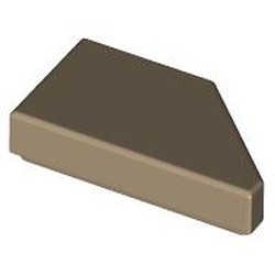 LEGO part 5091 Tile 1 x 2 with Stud Notch Left in Sand Yellow/ Dark Tan