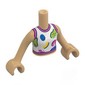 Minidoll Torso Girl with Warm Tan Arms and Hands with White Shirt, Dark Pink Trim, Blue/Lime/Yellow Shapes print