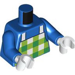 LEGO part 973c28h27pr0001 Torso, Blue Arms, White Hands with print in Bright Blue/ Blue