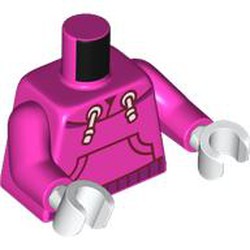 LEGO part 973c36h27pr0002 Torso, Dark Pink Arms, White Hands with print in Bright Purple/ Dark Pink