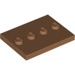 LEGO part 88646 Plate Special 3 x 4 with 1 x 4 Center Studs [Plain] in Medium Nougat