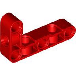 LEGO part 2477 Technic Beam 3 x 5 L-Shape with Alternating Holes in Bright Red/ Red