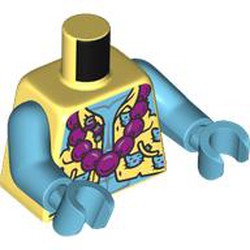 LEGO part 973c42h42pr0002 Torso, Medium Azure Arms and Hands with print in Cool Yellow/ Bright Light Yellow