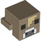 Minifig Head Special, Cube with Rear Ledge, Pixelated Tan Spot, Dark / Light Bluish Grey Nose, Black Eyes Print