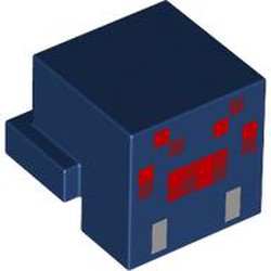 LEGO part 19727pr0011 Minifig Head Special, Cube with Rear Ledge, Pixelated Red and Light Bluish Grey Face Print (Spider) in Earth Blue/ Dark Blue