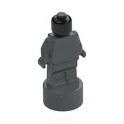 LEGO part 90398pat0001 Minifig Trophy Statuette with Black Head pattern in Dark Stone Grey / Dark Bluish Gray