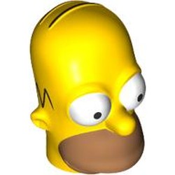 LEGO part 15527pr0002 Minifig Head Special, Simpsons, Homer Simpson - Eyes Wide in Bright Yellow/ Yellow