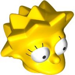 LEGO part 15524pr0002 Minifig Head Special, Simpsons, Lisa Simpson - Wide Eyes in Bright Yellow/ Yellow