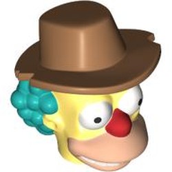 LEGO part 112021pr0001 Minifig Head Special, Simpsons, Krusty the Clown with Hat in Cool Yellow/ Bright Light Yellow