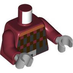 LEGO part 973c10h14pr0001 Torso, Dark Red Arms, Light Bluish Gray Hands with print in Dark Red