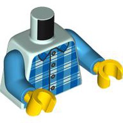 LEGO part 973c04h01pr0003 Torso, Dark Azure Arms, Yellow Hands with print in Aqua/ Light Aqua