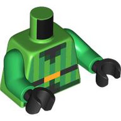 LEGO part 973c06h03pr0001 Torso, Bright Green Arms, Black Hands with print in Bright Green