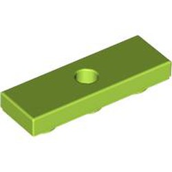 LEGO part 35459 Tile Special 1 x 3 Inverted with Center Hole in Bright Yellowish Green/ Lime