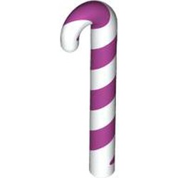 LEGO part 1621pat0002 Candy Cane with Magenta Stripes Pattern in White