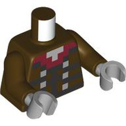 LEGO part 973c07h14pr0001 Torso, Dark Brown Arms, Light Bluish Gray Hands with print in Dark Brown