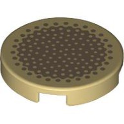 LEGO part 14769pr9971 Tile Round 2 x 2 with print in Brick Yellow/ Tan