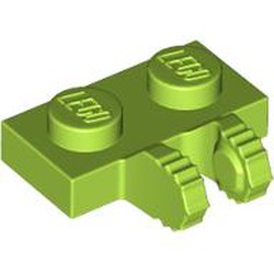 LEGO part 50340 Hinge Plate 1 x 2 Locking with 2 Fingers on Side, 7 Teeth in Bright Yellowish Green/ Lime