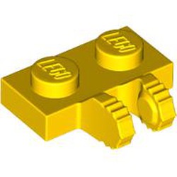 LEGO part 50340 Hinge Plate 1 x 2 Locking with 2 Fingers on Side, 7 Teeth in Bright Yellow/ Yellow