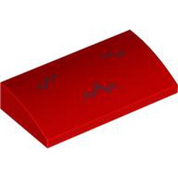 LEGO part 88930pr0037 Slope Brick Curved 2 x 4 x 2/3 No Studs with White Shapes / Eyebrows print in Bright Red/ Red