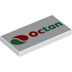 LEGO part 87079pr9873 Tile 2 x 4 with OCTAN Logo print in White