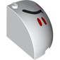 Brick Round Corner 4 x 4 x 3 Quarter Dome Top with Closed Black Eyes, Red Stripes, Bright Pink Cheek, Right