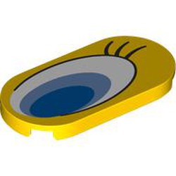 LEGO part 66857pr0017 Tile Round 2 x 4 with Blue/White Eye, Left print in Bright Yellow/ Yellow